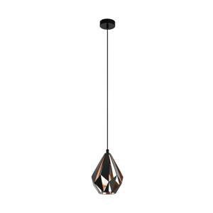 Závesná lampa Carlton, čierna/medená, Ø 20,5 cm