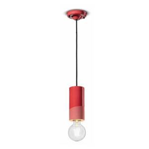 Závesná lampa PI, valcovitá, Ø 8 cm, červená