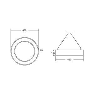 BRUMBERG Biro Circle Ring10 Ø 45 cm hore/dole CA strieborná 4000 K