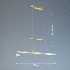 Závesné LED svietidlo Tenso, mosadzná farba, dĺžka 100 cm, CCT