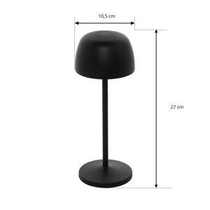 Nabíjateľná stolová lampa Lindby Arietty LED, čierna, sada 3 ks