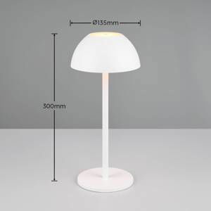 Ricardo LED stolná lampa s dobíjaním, biela, výška 30 cm, plast