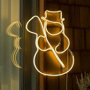 Okenný LED obraz trubicová silueta Snehuliak