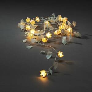 Svetelná LED reťaz Listy a kvety LED, číra/biela