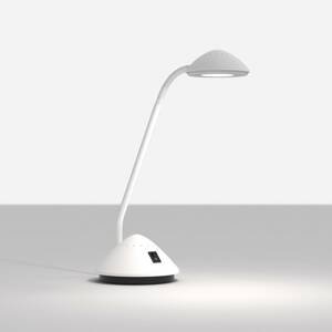 Stolová LED lampa MAULarc ohybné rameno, biela