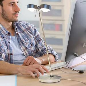 Stolná LED lampa Puk Table Twin chróm