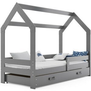 Detská posteľ DOMEK s úložným priestorom 80x160 cm - grafit