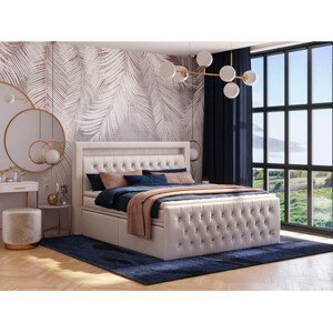 Čalouněná postel CESAR včetně úložného prostoru 140x200 Bílá
