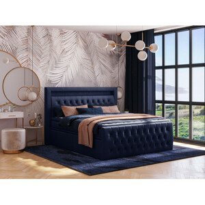 Čalouněná postel CESAR včetně úložného prostoru 180x200 Tmavě modrá