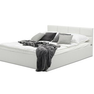 Čalúnená posteľ MONOS II s matracom rozmer 140x200 cm Biela eko-koža