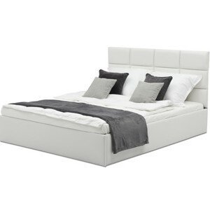 Čalúnená posteľ TORES II s matracom rozmer 140x200 cm Biela eko-koža