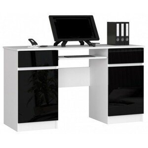 Počítačový stôl A5 biela/čierna lesk
