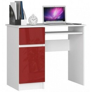Počítačový stôl Piksel ľavý biela/červená lesk