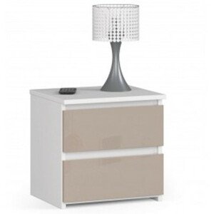 Nočný stolík CL2 - biela/cappuccino lesk