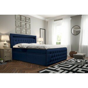 Čalúnená posteľ CESAR vrátane úložného priestoru 160x200 Modrá
