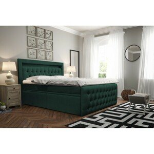 Čalúnená posteľ CESAR vrátane úložného priestoru 160x200 Zelená
