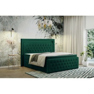 Čalúnená posteľ CESAR vrátane úložného priestoru 200x200 cm Zelená