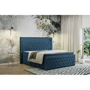 Čalúnená posteľ CESAR vrátane úložného priestoru 200x200 cm Modrá