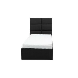 Čalouněná postel TORES II s matrací rozměr 90x200 cm - Eko-kůže Černá eko-kůže Bonelová matrace