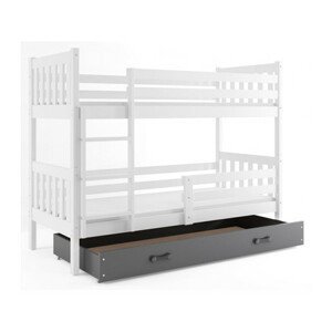 Detská poschodová posteľ CARINO s úložným priestorom 80x190 cm - biela Sivá