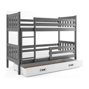 Detská poschodová posteľ CARINO s úložným priestorom 80x160 cm -grafit Biela