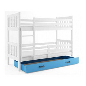 Detská poschodová posteľ CARINO s úložným priestorom 80x160 cm - biela Modrá