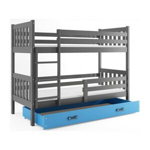 Detská poschodová posteľ CARINO s úložným priestorom 80x190 cm - grafit Modrá