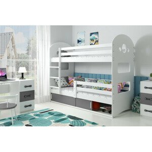 Detská poschodová posteľ DOMINIK s úložným priestorom 80x160 cm - biela Šedá