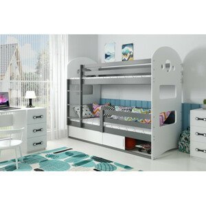 Detská poschodová posteľ DOMINIK s úložným priestorom 80x160 cm - grafit Biela