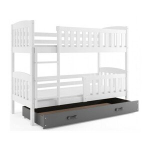 Detská poschodová posteľ KUBUS s úložným priestorom 80x190 cm - biela Šedá