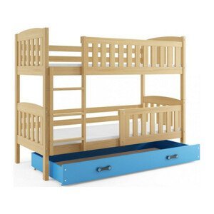 Detská poschodová posteľ KUBUS s úložným priestorom 80x190 cm - borovica Modrá