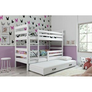 Detská poschodová posteľ s výsuvnou posteľou ERYK 190x80 cm Biela Biela
