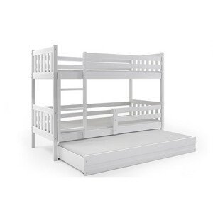 Detská poschodová posteľ s výsuvnou posteľou CARINO 190x80 cm Biela