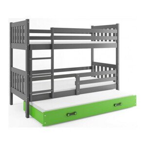 Detská posteľ CARINO s výsuvnou posteľou 80x190 cm - grafit Zelená