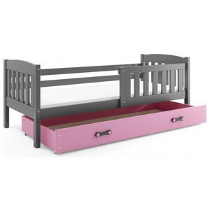 Detská posteľ KUBUS s úložným priestorom 80x190 cm - grafit Ružová