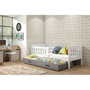 Detská posteľ KUBUS s výsuvnou posteľou 80x190 cm - biela Šedá