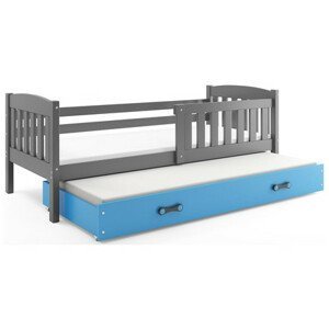 Detská posteľ KUBUS s výsuvnou posteľou 90x200 cm - grafit Modrá