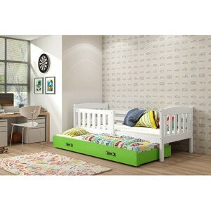 Detská posteľ KUBUS s výsuvnou posteľou 90x200 cm - biela Zelená