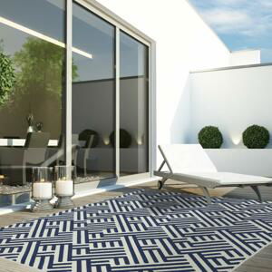 ASIATIC LONDON Alfresco Antibes Blue White Linear - koberec ROZMER CM: 200 x 290