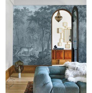 Wallcolours WALLCOLORS Jungle Cat Blue Wallpaper - tapeta POVRCH: Prowall Canvas