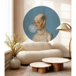 Wallcolours WALLCOLORS Dots Woman with Bubble Gum Blue - tapeta POVRCH: Prowall Canvas
