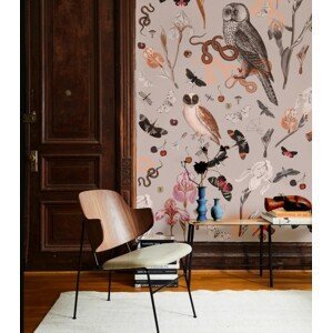 Wallcolours WALLCOLORS Pink Owls wallpaper - tapeta POVRCH: Prowall Concrete