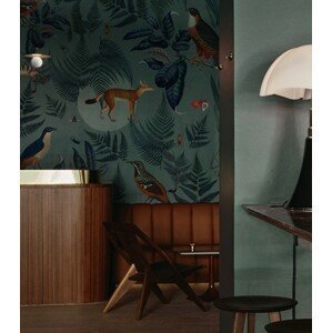 Wallcolours WALLCOLORS Turquoise Fern wallpaper - tapeta POVRCH: Prowall Concrete
