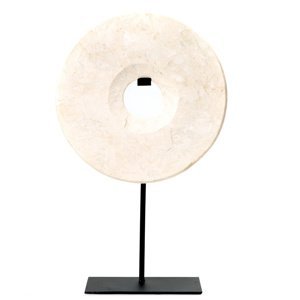 BAZAR BIZAR The Marble Disc on Stand - White - L stojacia dekorácia
