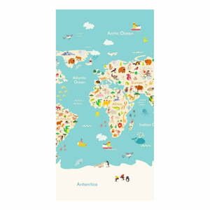 Plážová osuška s potlačou Good Morning Worldmap, 150 × 75 cm