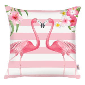 Ružová obliečka na vankúš Apolena Lovely Flamingos, 43 × 43 cm