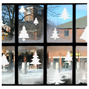 Elektrostatická vianočná samolepka Ambiance Bright White Christmas Trees