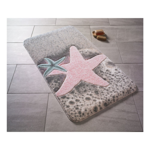 Vzorovaná ružová predložka do kúpeľne Confetti Bathmats Starfish, 80 × 140 cm