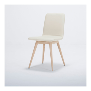 Jedálenská stolička z masívneho dubového dreva s koženým bielym sedadlom Gazzda Ena