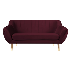 Vínovočervená zamatová pohovka Mazzini Sofas Benito, 158 cm